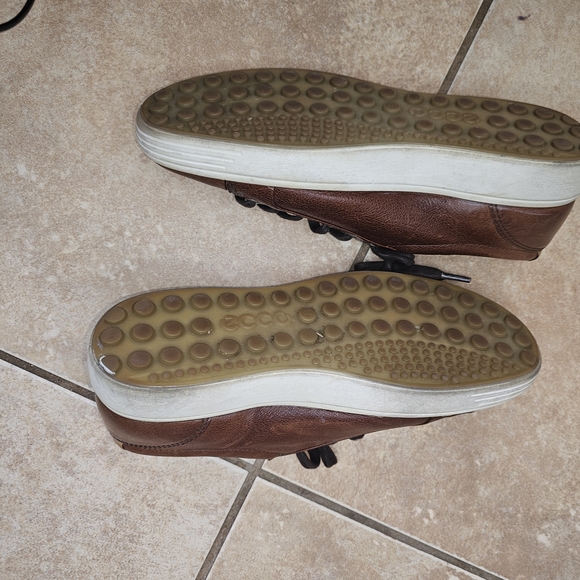 ECCO Men's Brown Leather Sneakers EU 42 US 8 Casual Lace-Up Shoes - Picture 8 of 10